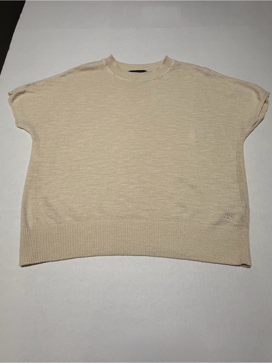Banana Republic Sweaters - Banana Republic Women Beige Linen Rayon Knit‎ Short Sleeve Crew Neck Sweater M